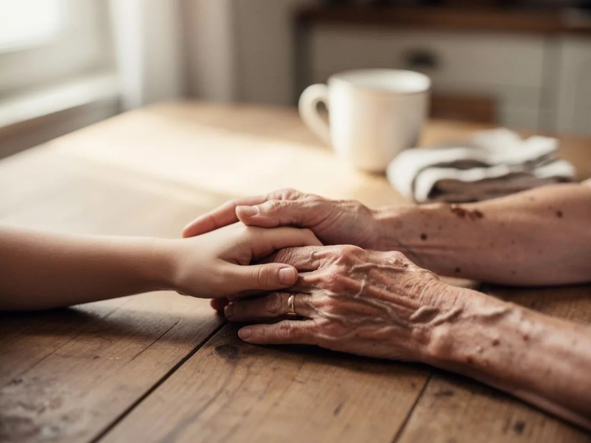 Mains d'une jeune personne et d'une personne âgée réunies