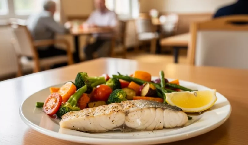 Assiette équilibrée de poisson et légumes