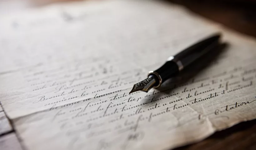 Charte et stylo plume sur une table